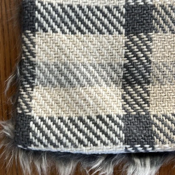 Pottery Barn Nottingham Plaid Faux Fur Back Lumbar Pillow Cover - Picture 6 of 9